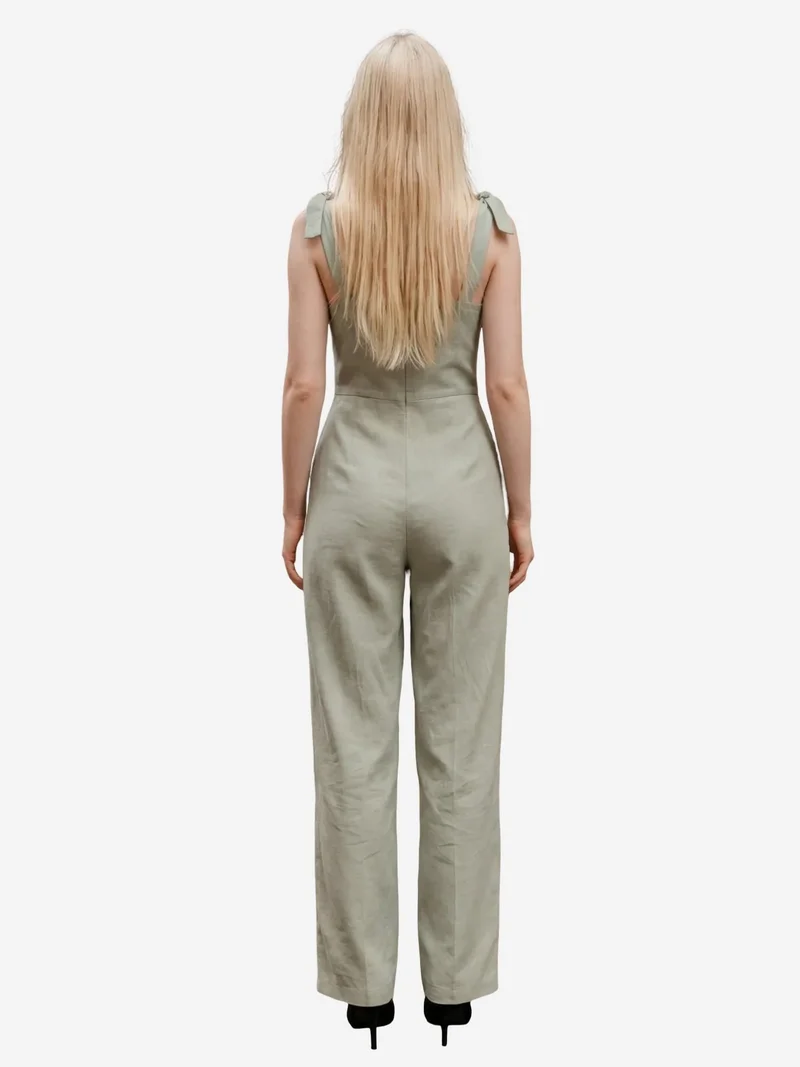MY FASHION Mint Green MY FASHION Sweetheart Neck Linen Blend Jumpsuit for Women | Best Price UAE